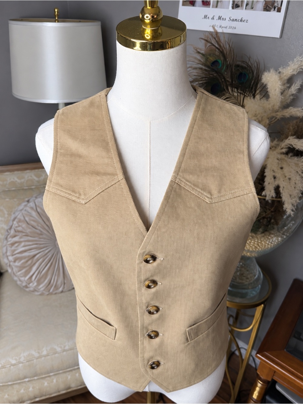 Vintage Angel’s Flight Tobias Kotzin Tan Western Vest 5 Button
